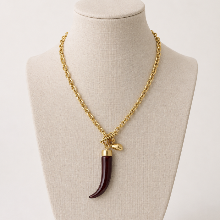 COLLAR CUERNO MARRON