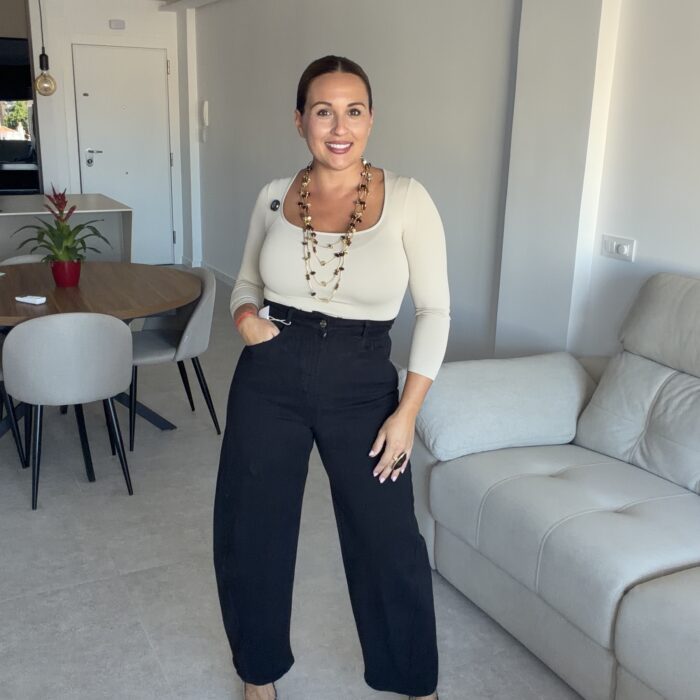 JEANS BALLOON FAJA NEGRO